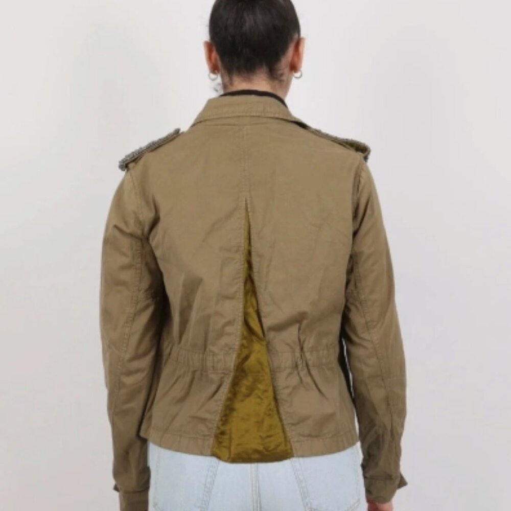Diesel Jacket G-CHLIO Military Green Embellished Shoulder Size S NWT - Picture 7 of 7